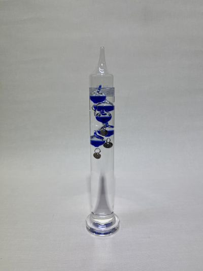 Galilei - Thermometer 28 cm Blau, Silberplompen